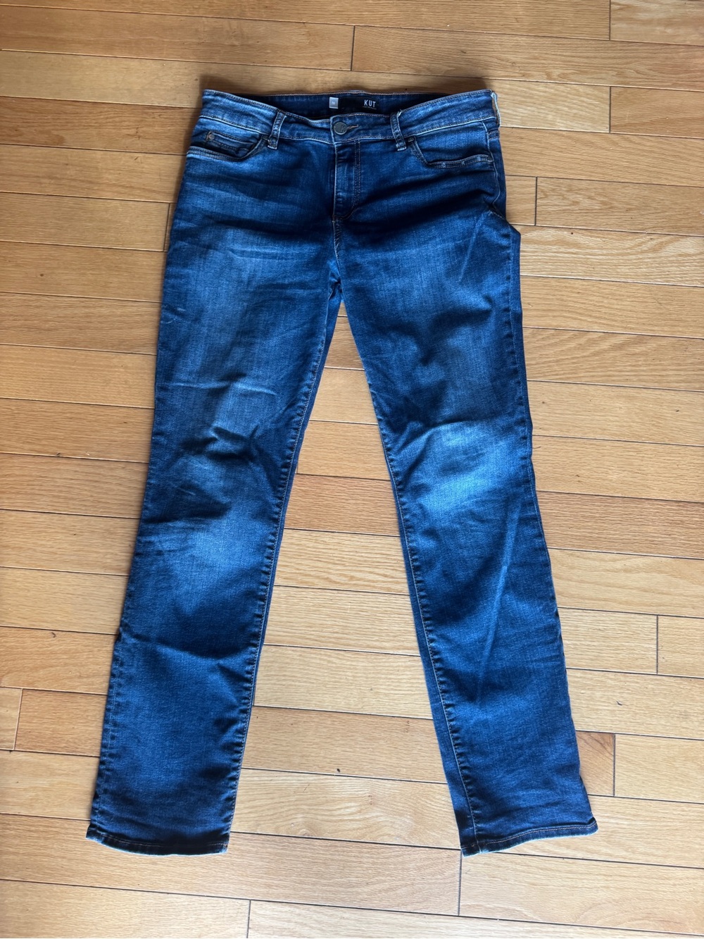 KUT from the Kloth Catherine Boyfriend Jeans Medium Dark Wash Stretch Size 10